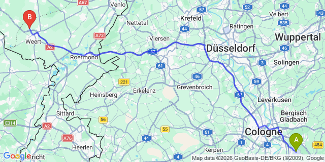 Map: Cologne-Bonn Airport (CGN) to Maastricht