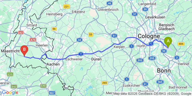 Map: Cologne-Bonn Airport (CGN) to Margraten