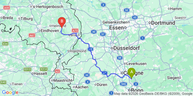 Map: Cologne-Bonn Airport (CGN) to Schin op Geul