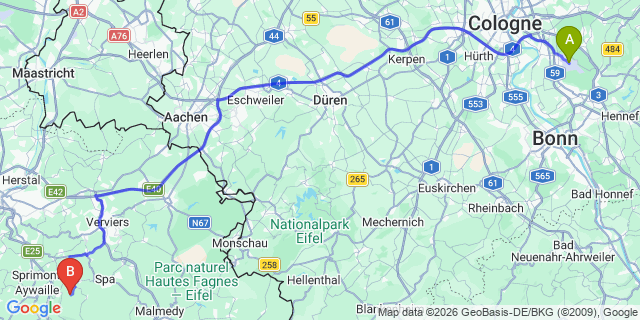 Map: Cologne-Bonn Airport (CGN) to Stein