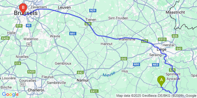 Map: Brussels Midi Train Station to Filot