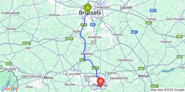 Map: Brussels Midi Train Station to Couillet