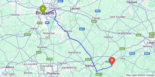 Map: Brussels Midi Train Station to Coutisse