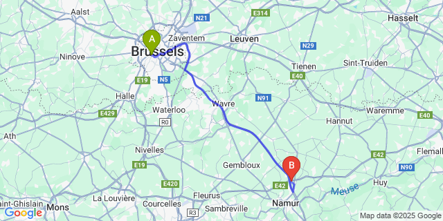 Map: Brussels Midi Train Station to Daussoulx