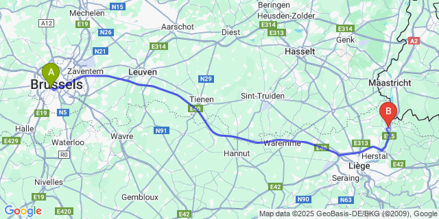 Map: Brussels Midi Train Station to Devant-le-Pont