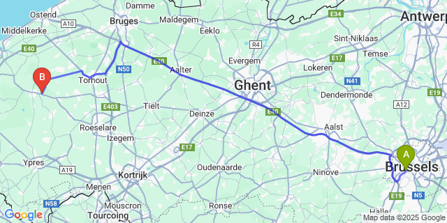 Map: Brussels Midi Train Station to Esen
