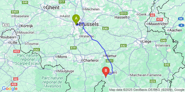 Map: Brussels Midi Train Station to Falmagne