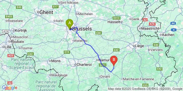 Map: Brussels Midi Train Station to Flostoy