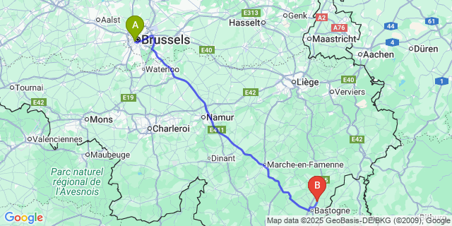 Map: Brussels Midi Train Station to Foy