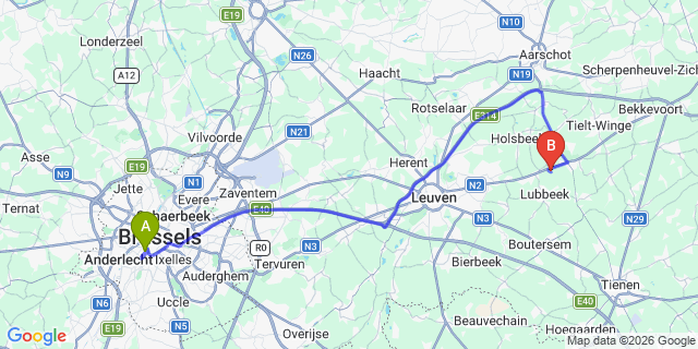Map: Brussels Midi Train Station to Geertruidenberg