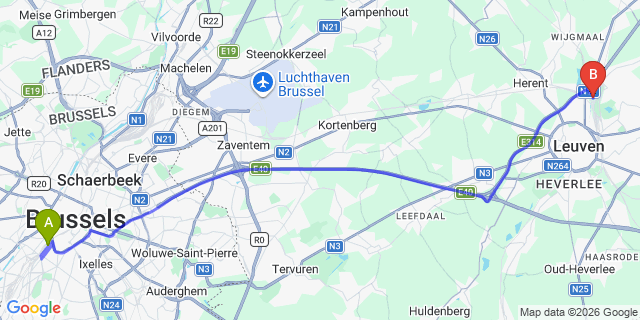 Map: Brussels Midi Train Station to Gouda