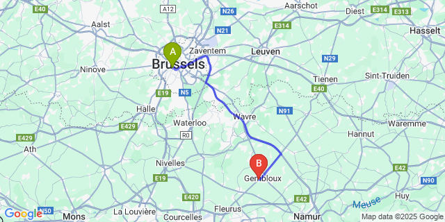 Map: Brussels Midi Train Station to Grand Manil