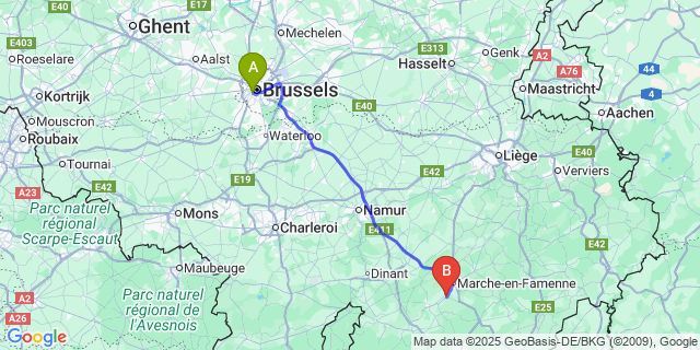 Map: Brussels Midi Train Station to Hargimont