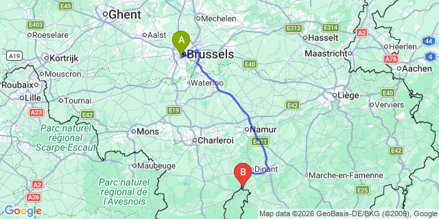 Map: Brussels Midi Train Station to Heer