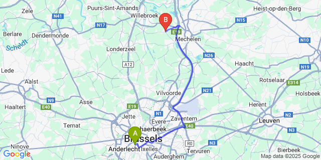 Map: Brussels Midi Train Station to Leest