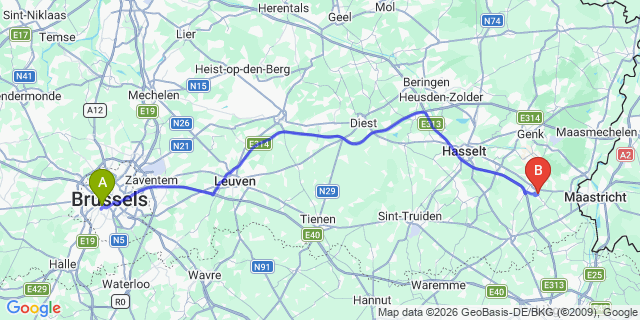 Map: Brussels Midi Train Station to Martenslinde