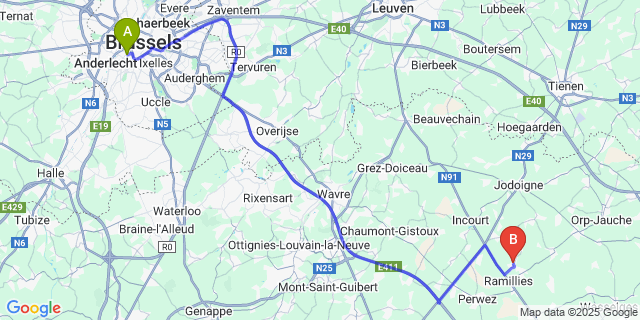 Map: Brussels Midi Train Station to Mont-Saint-Andre