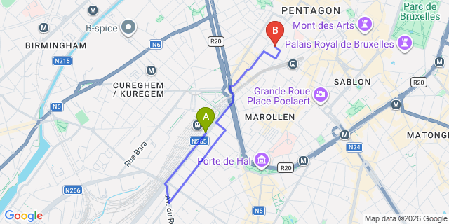 Map: Brussels Midi Train Station to Numa | Lief, Brussels