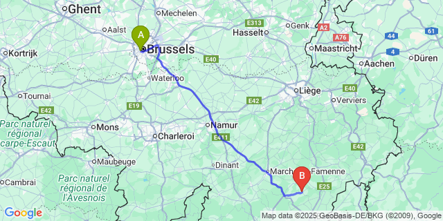 Map: Brussels Midi Train Station to Ortho
