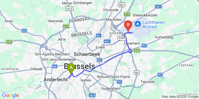 Map: Brussels Midi Train Station to Roosendaal