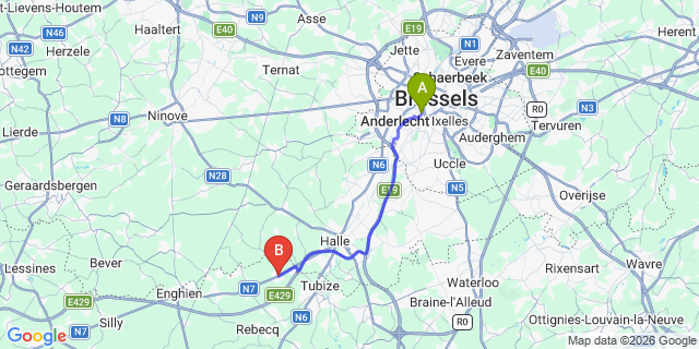 Map: Brussels Midi Train Station to Saintes