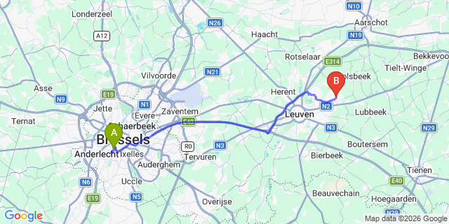 Map: Brussels Midi Train Station to Sliedrecht