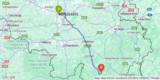 Map: Brussels Midi Train Station to Smuid