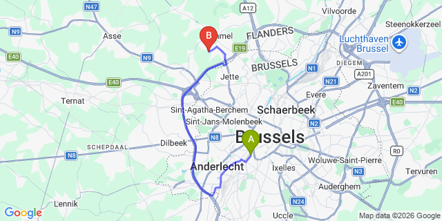 Map: Brussels Midi Train Station to Spijkenisse