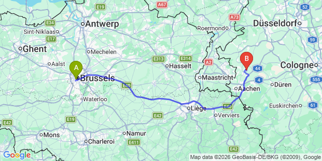 Map: Brussels Midi Train Station to Staphorst