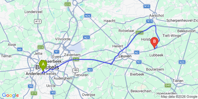 Map: Brussels Midi Train Station to Uithoorn