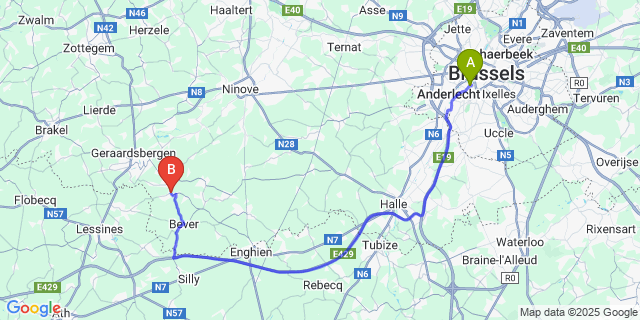 Map: Brussels Midi Train Station to Viane