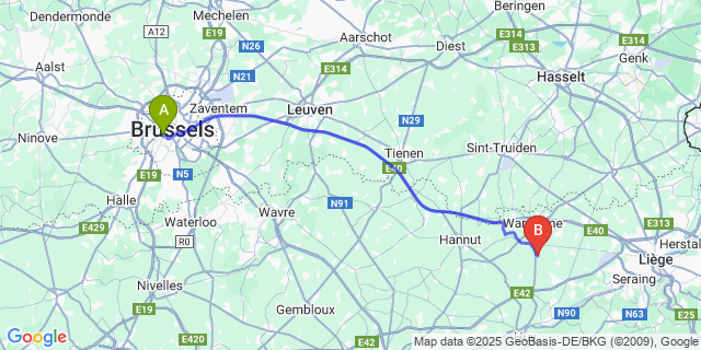 Map: Brussels Midi Train Station to Viemme