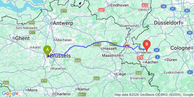 Map: Brussels Midi Train Station to Voorst