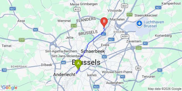 Map: Brussels Midi Train Station to Wassenaar