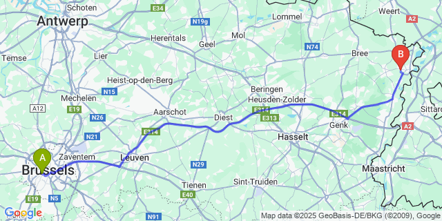 Map: Brussels Midi Train Station to Wurfeld