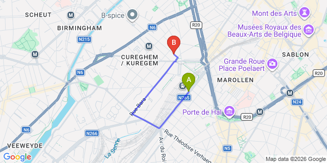Map: Brussels Midi Train Station to Your Hotel, Brussels