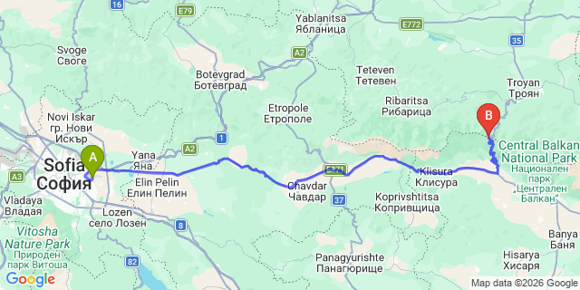 Map: Sofia Airport (SOF) to Beklemeto