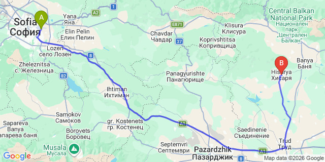 Map: Sofia Airport (SOF) to Hissar