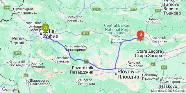 Map: Sofia Airport (SOF) to Pavel Banya