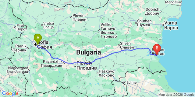 Map: Sofia Airport (SOF) to Sozopol