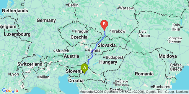 Map: Zagreb Airport (ZAG) to Budapest city (all areas)