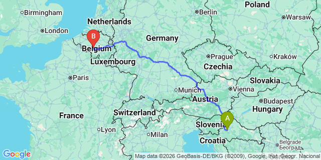Map: Zagreb Airport (ZAG) to Buzet