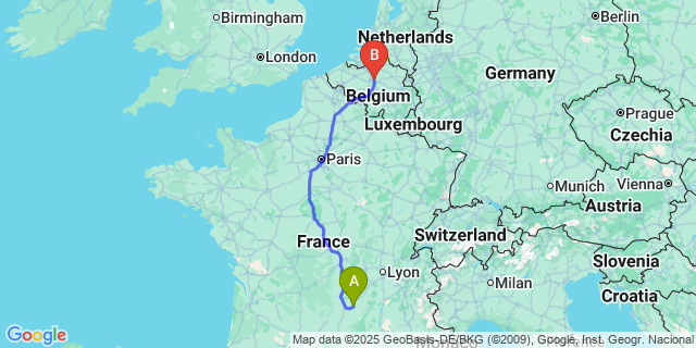 Map: Brussels Zaventem Airport (BRU) to Grandrieu