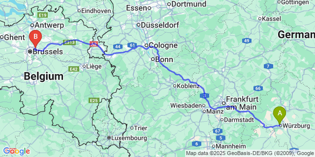 Map: Brussels Zaventem Airport (BRU) to Halma