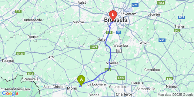 Map: Brussels Midi Train Station to Havré