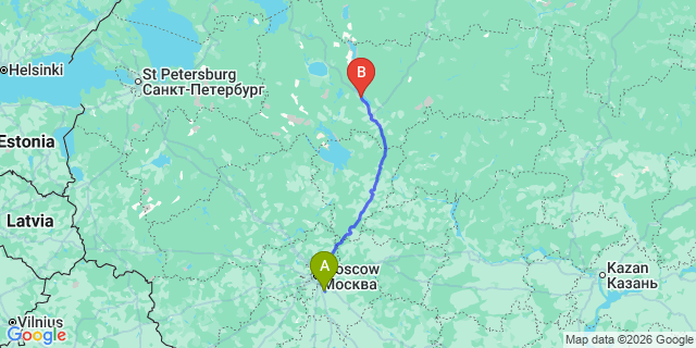Map: Moscow Domodedovo Airport (DME) to Kurovo
