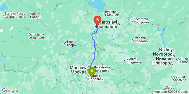 Map: Moscow Domodedovo Airport (DME) to Uglich