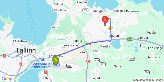 Map: Tallinn Airport (TLL) to Maardu