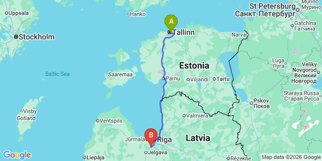 Map: Tallinn Airport (TLL) to Olaine