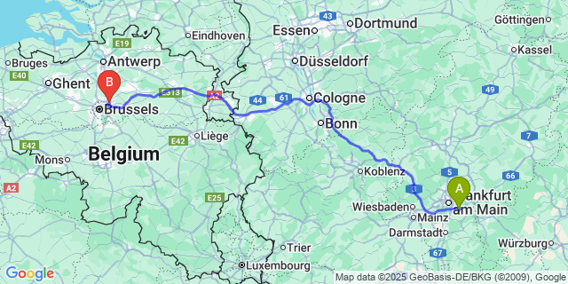 Map: Brussels Zaventem Airport (BRU) to Leke